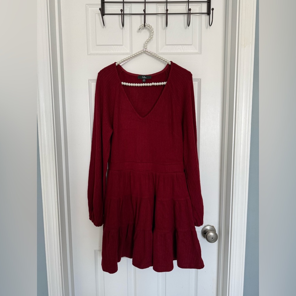 Lulu's Red Long Sleeve Dress
